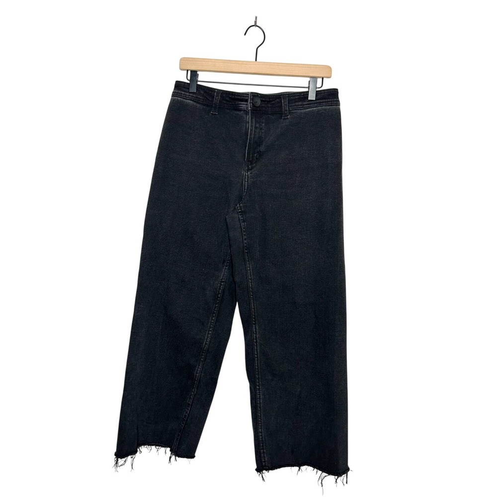 Wonder Nation Girls High Waist Wide Leg Distressed Crop Black Jeans 18 XXL Girls